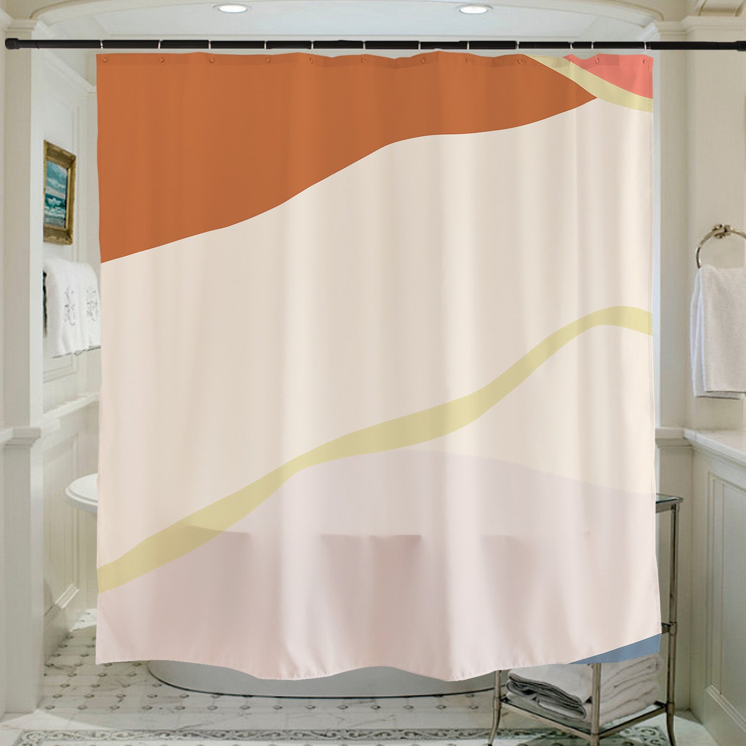 Feblilac Red Purple Mountain Clouds Shower Curtain with Hooks