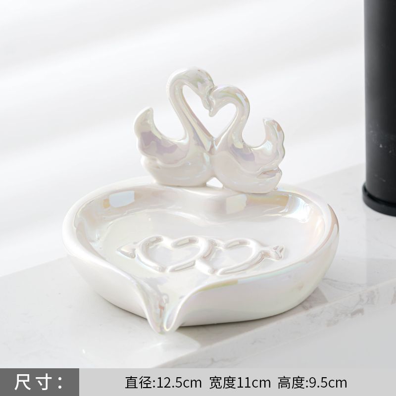 Feblilac Creative Love Swan Ceramic Soap Box