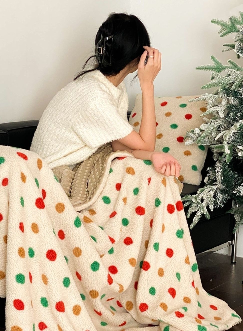 Christmas Polka Dots Blanket, Colorful Holiday Home Sofa Decor