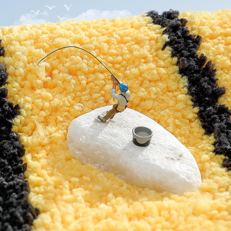 Feblilac Waves Tufted Bathroom Mat Toilet U-Shaped Floor Mat - view 3