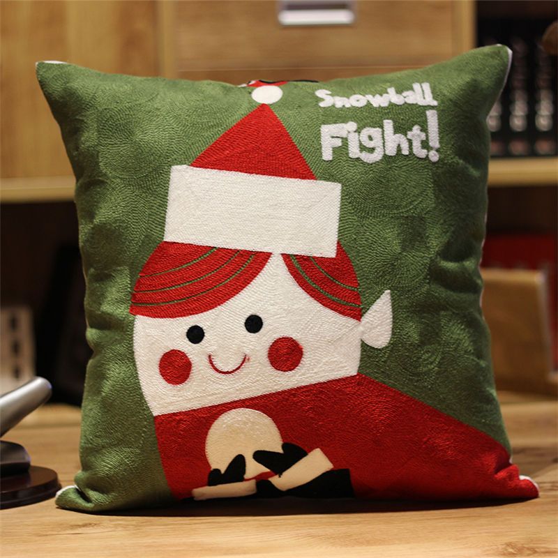 Christmas Snowman Pillow Cushion, Red Holiday Gift Home Decor