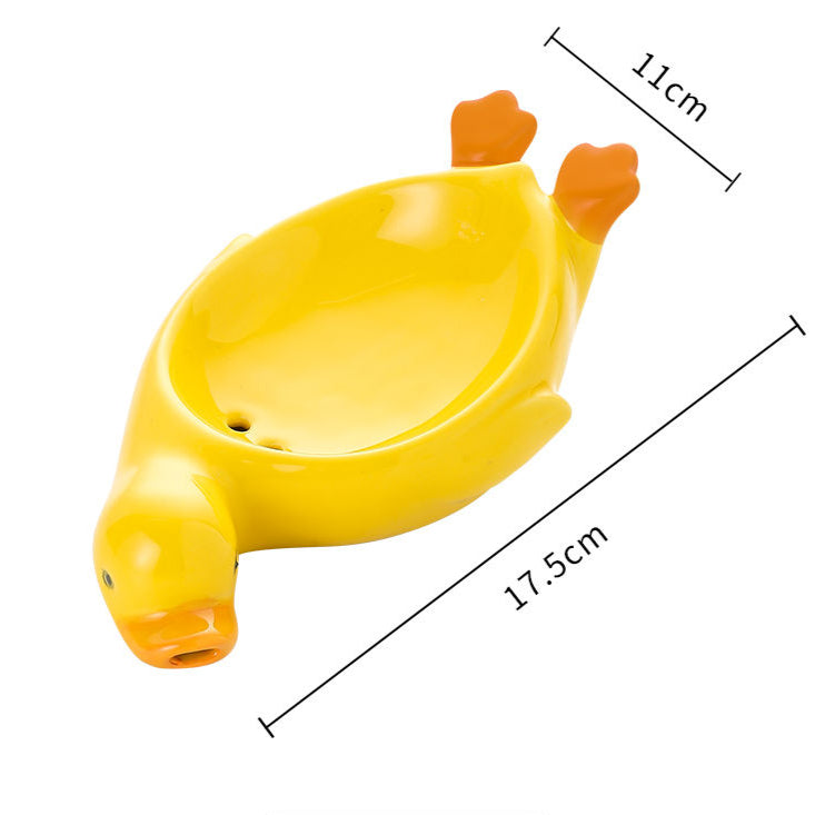 Feblilac Creative Cute Duck Soap Box for Bathroom