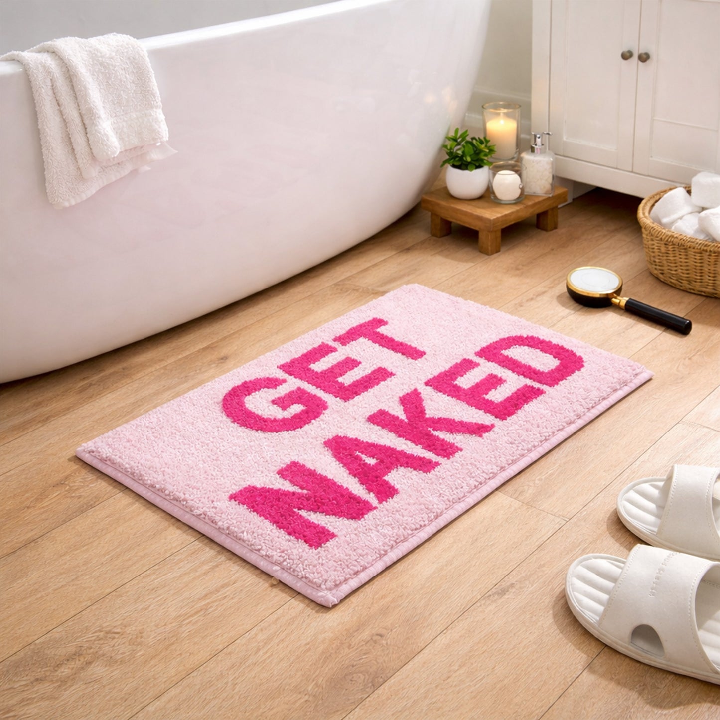 Pink Get Naked Bath Mat