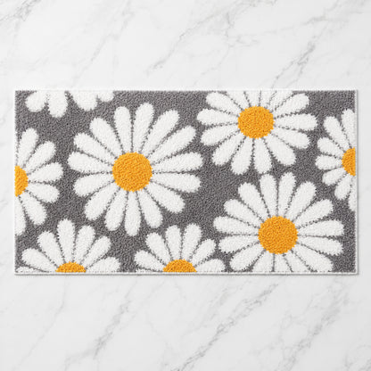 Feblilac Gray Daisy Tufted Bath Mat