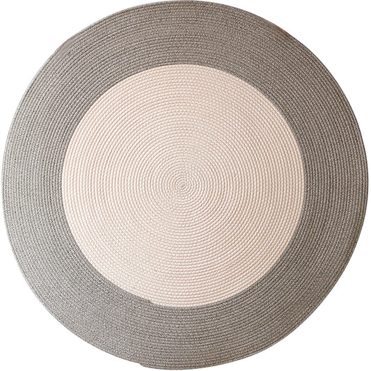 Feblilac Round Grey and Camel Handmade Cotton Livingroom Carpet Area Rug