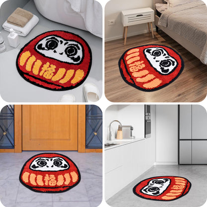 Feblilac Japanese Red Daruma Bathroom Mat 24"x24"