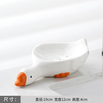 Feblilac Duck Elephant Soap Box for Bathroom