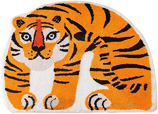 Feblilac Cute Soft Tiger Shaped Animals Tufted Bath Mat