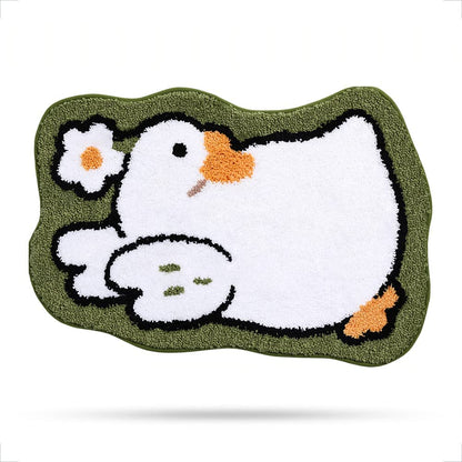 Cute Little Duck and Flower Bath Mat, Soft Shower Rug