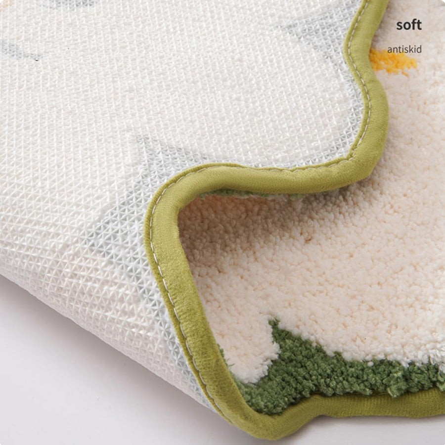 Feblilac Bath Mat, Two Flower Bathroom Rug Mat Non-Slip Microfiber Shower Bath Rug,Shaggy Bath Carpet, Machine - view 3
