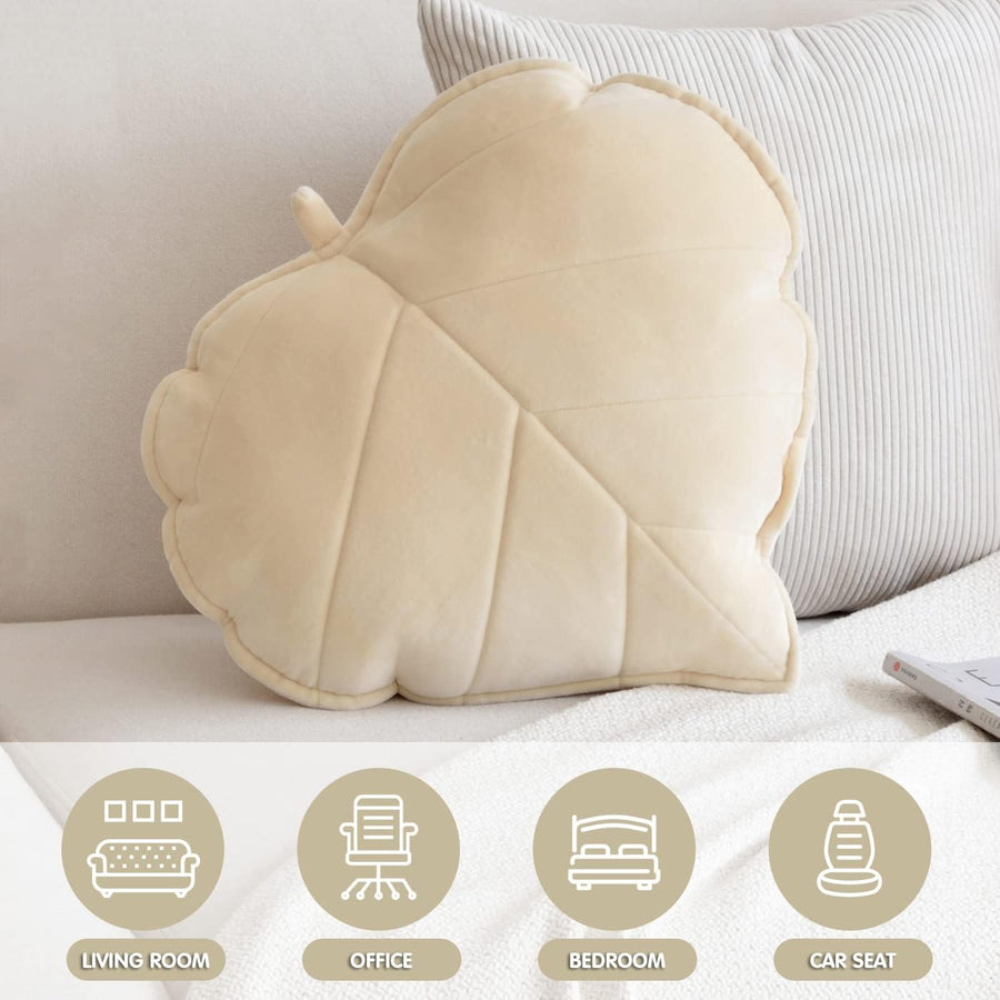 Feblilac 3D Leaf Pillows Shaped Throw Pillow Soft Back Floor Cushion Plush Green Plant Sofa Pillow for Home De - view 4