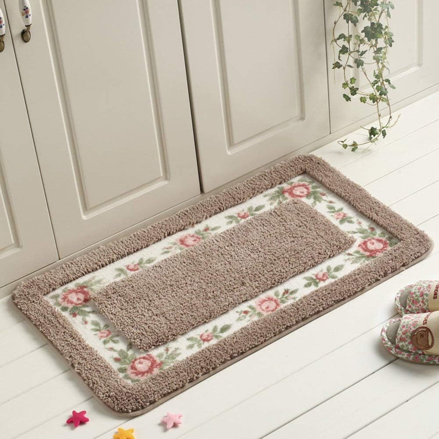 Feblilac Khaki Tufted Bathroom Mat Toilet U-Shaped Floor Mat - view 2