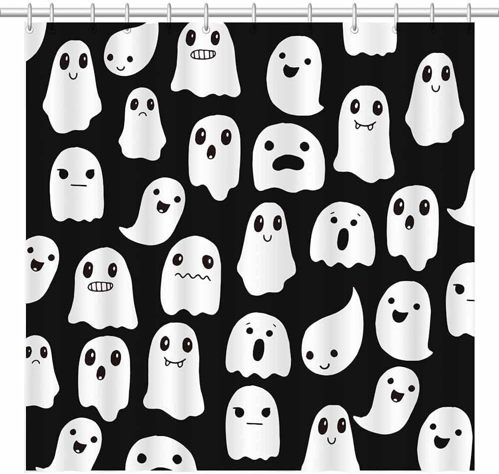 Feblilac Halloween Ghost Shower Curtain with Hooks