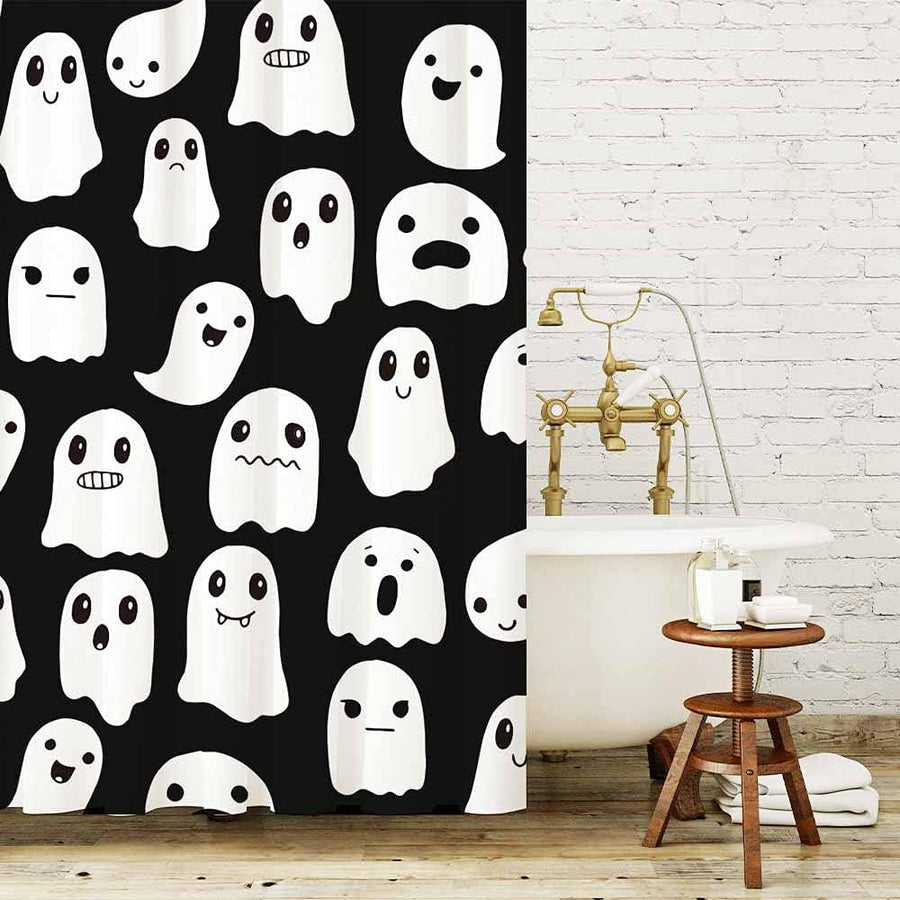 Feblilac Halloween Ghost Shower Curtain with Hooks - view 2