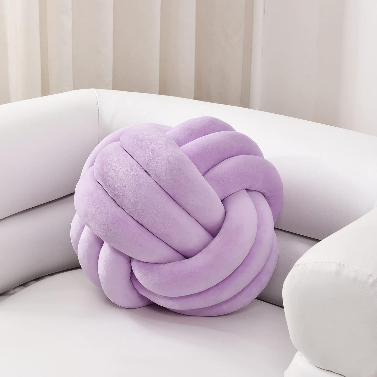 Feblilac Soft Knot Ball Pillows,Round Throw Pillow Cushion Home Decoration Plush Pillow,Throw Knotted Pillow H - view 10