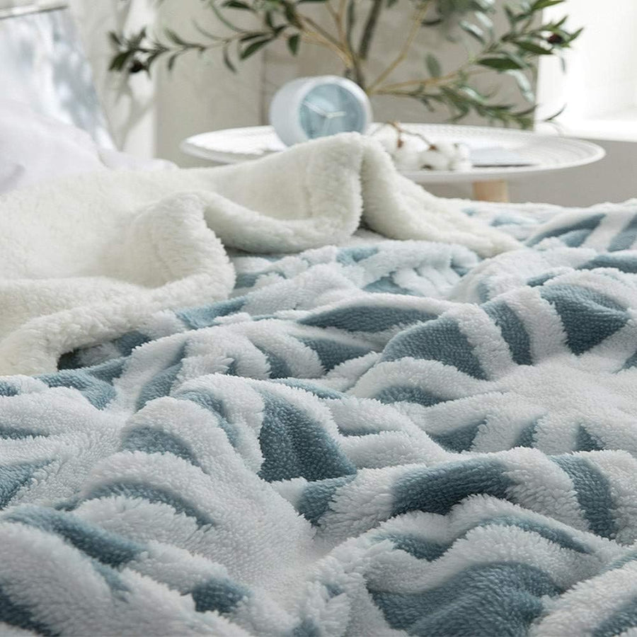 Light Blue Throw 60'' X 50''- Bohemian Soft Plush Flannel Throw Blankets for Bed/Couch/Sofa/Office/Camping - view 3
