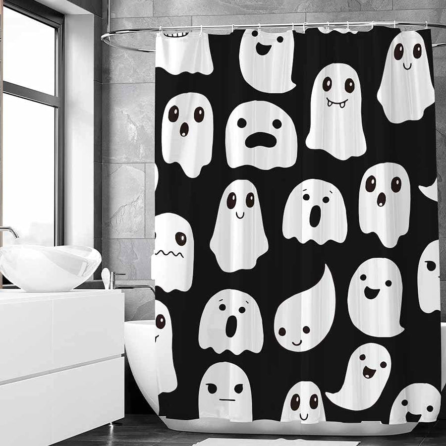 Feblilac Halloween Ghost Shower Curtain with Hooks - view 3