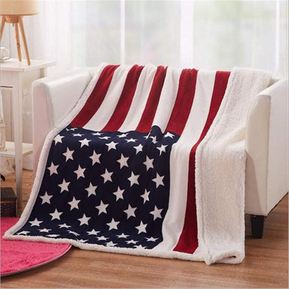 American Flag Throw 60'' X 50''- Bohemian Soft Plush Flannel Throw Blankets for Bed/Couch/Sofa/Office/Camping