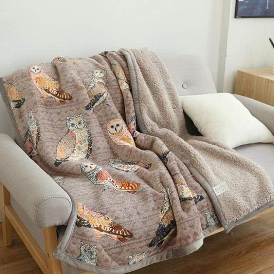 Colorful Owl Throw 60'' X 50''- Soft Plush Flannel Throw Blankets for Bed/Couch/Sofa/Office/Camping - view 3