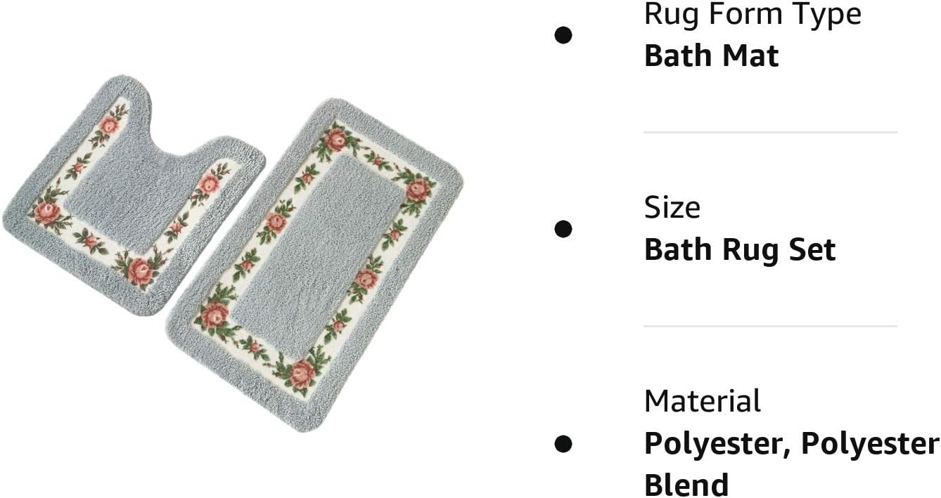 Feblilac Blue Tufted Bathroom Mat Toilet U-Shaped Floor Mat