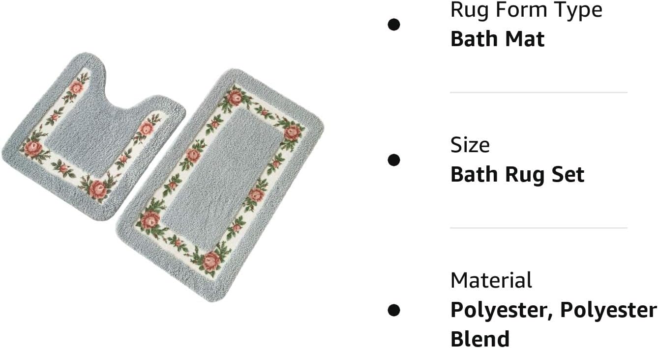Feblilac Blue Tufted Bathroom Mat Toilet U-Shaped Floor Mat - view 17