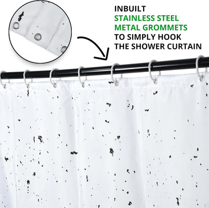 Feblilac Halloween Shower Curtain, Black Flying Bat Horror Scary Shower Curtain with Hooks