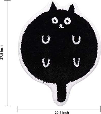 Feblilac Cute Black Cat Tufted Bath Mat