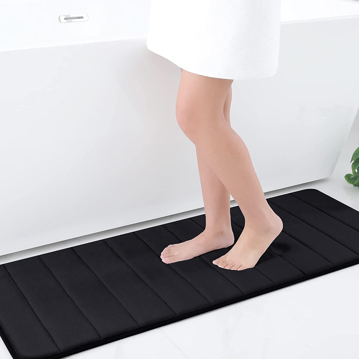 Soft Memory Foam Bath Mat, Solid Color Bathroom Rug, Non-Slip Water Absorbent - view 8
