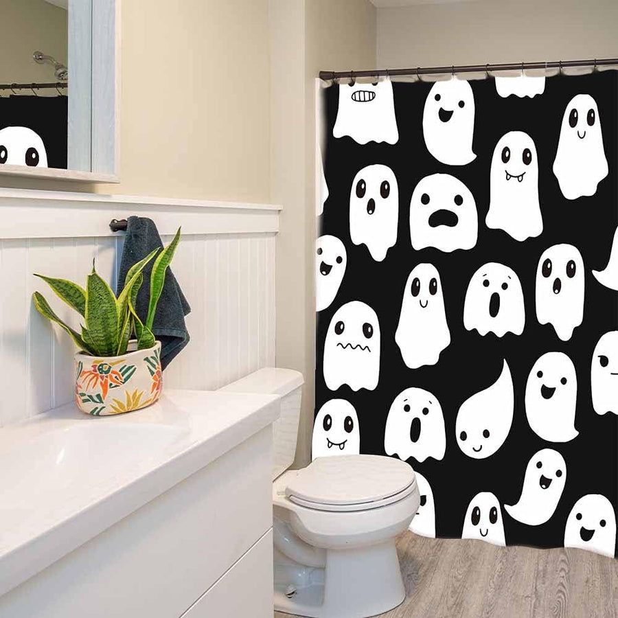 Feblilac Halloween Ghost Shower Curtain with Hooks - view 4