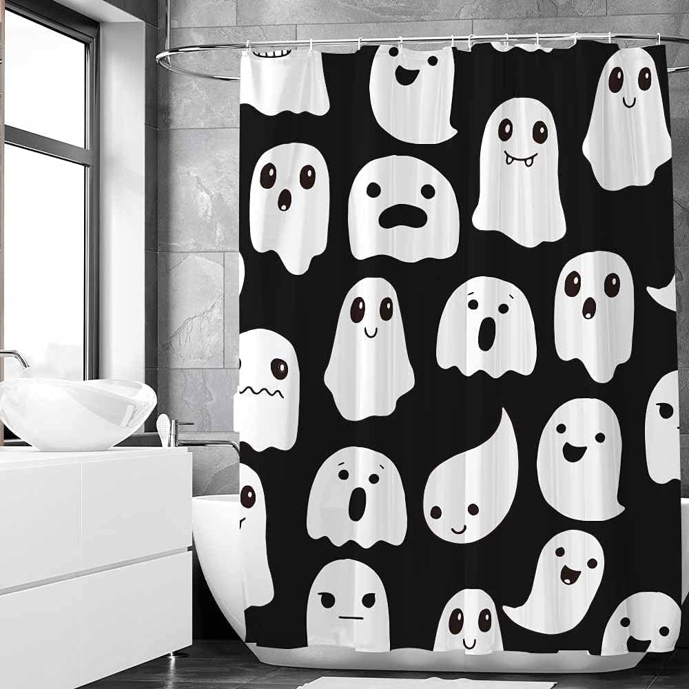 Feblilac Halloween Ghost Shower Curtain with Hooks