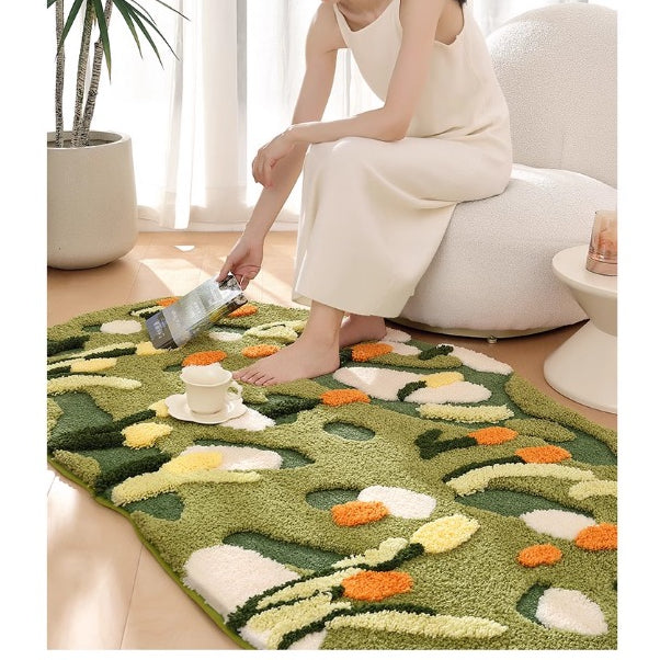 Feblilac Green Little Fresh Handmade Tufted Acrylic Livingroom Carpet Area Rug - view 4