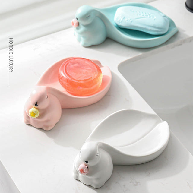 Feblilac Rabbit Soap Box for Bathroom