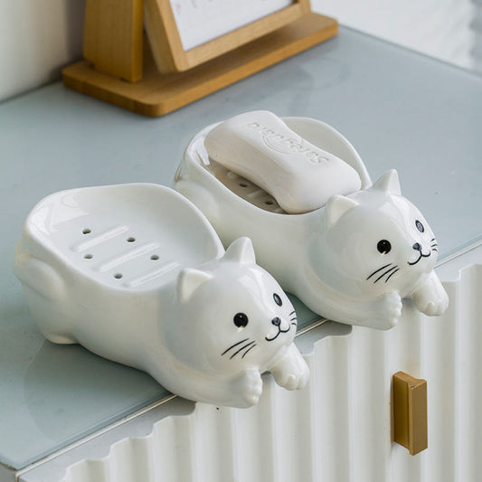 Feblilac cat Soap Box for Bathroom