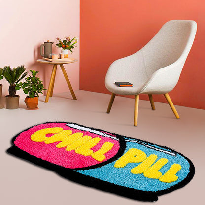 Feblilac Funny CHILL PILL Mat for Bedroom Living Room