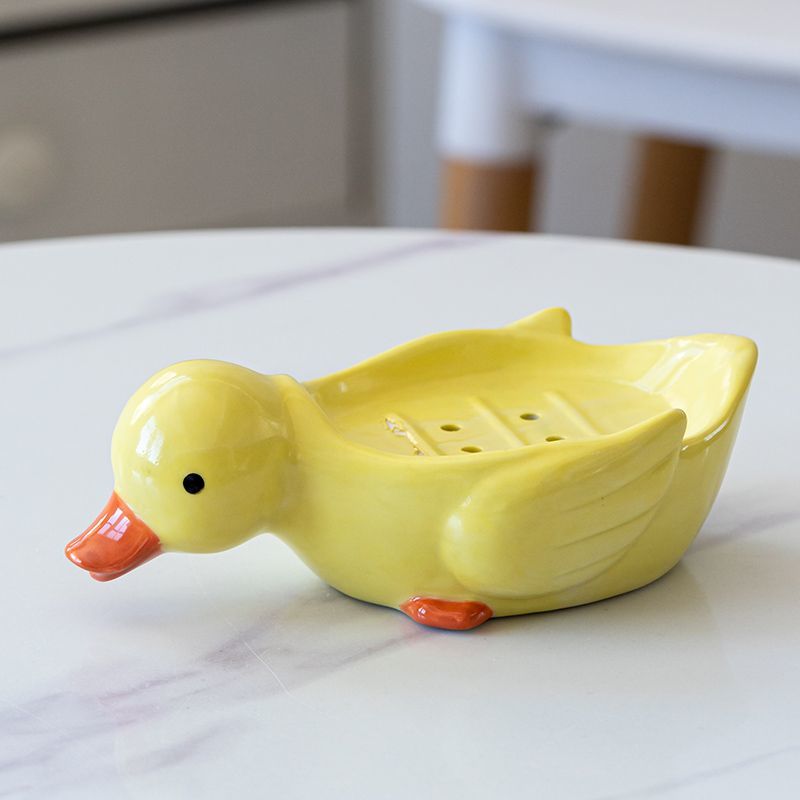 Feblilac Duck Soap Box Household Drain Does Not Accumulate Water Creative Soap Box Bathroom Washstand Soap Box Rack Drain