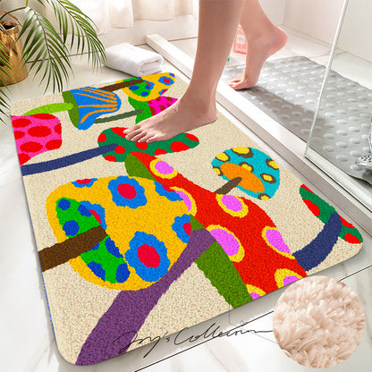 Feblilac Color Mushroom Tufted Bath Mat