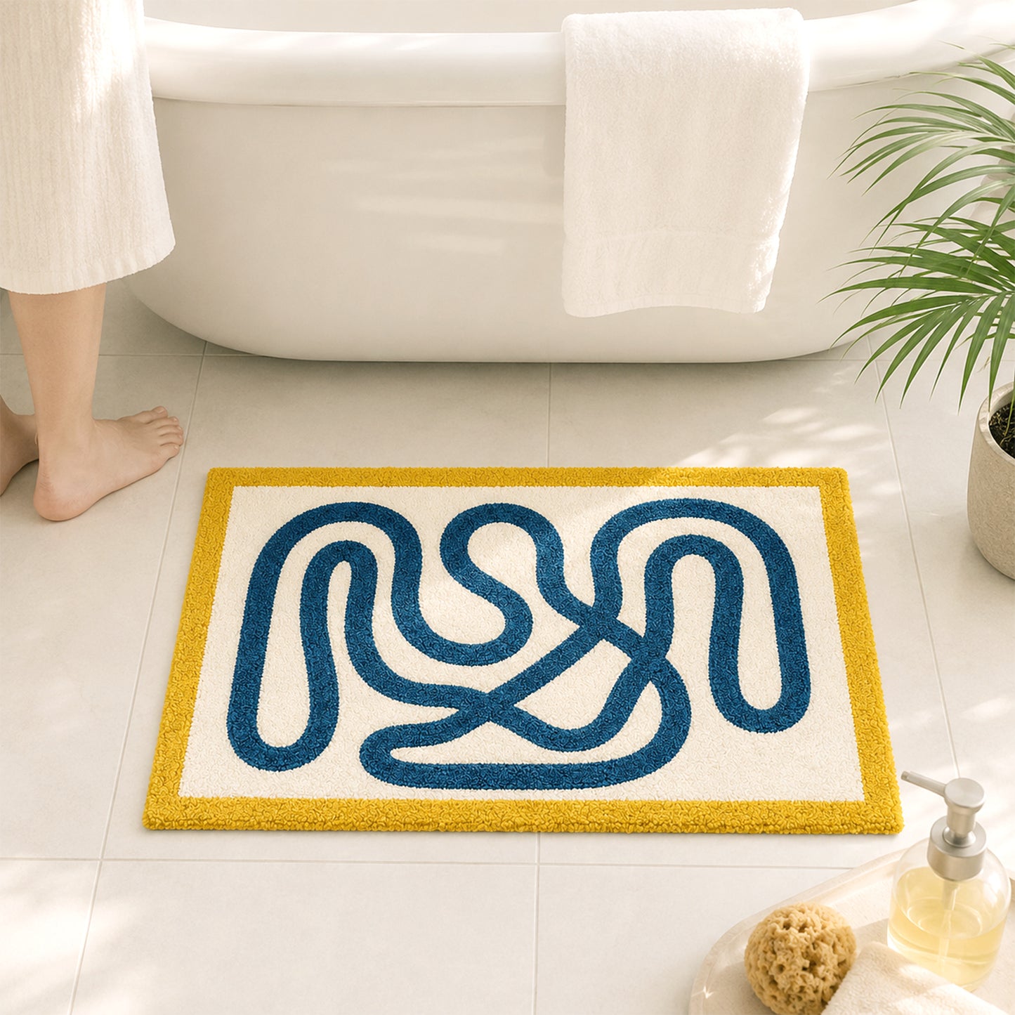 Feblilac Abstract Line Tufted Bath Mat