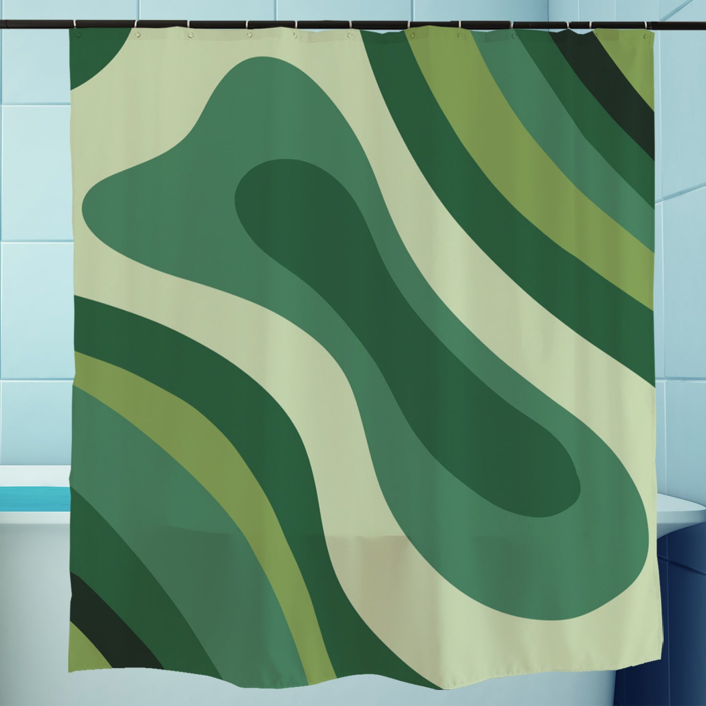 Feblilac Green Dizzy Shower Curtain