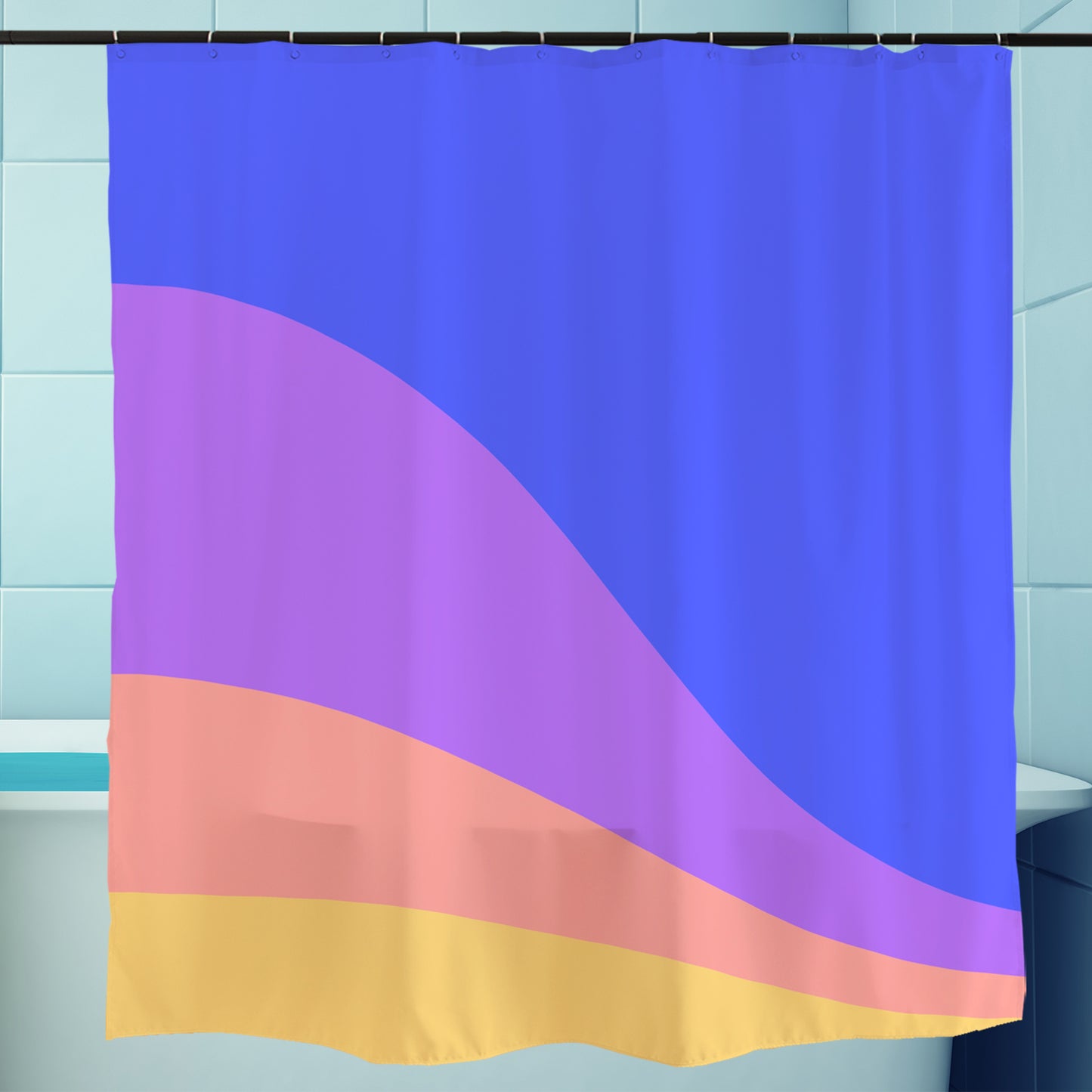 Feblilac Blue Purple Mountain Shower Curtain