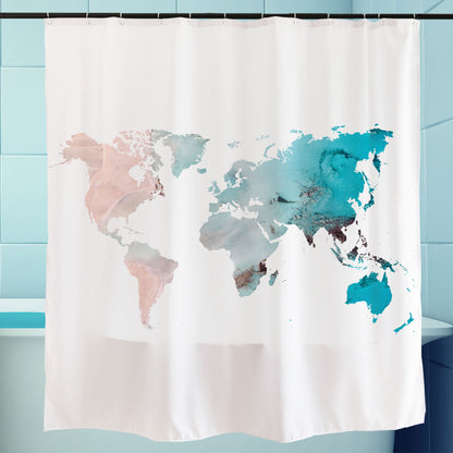 Feblilac Wave Map Shower Curtain with Hooks