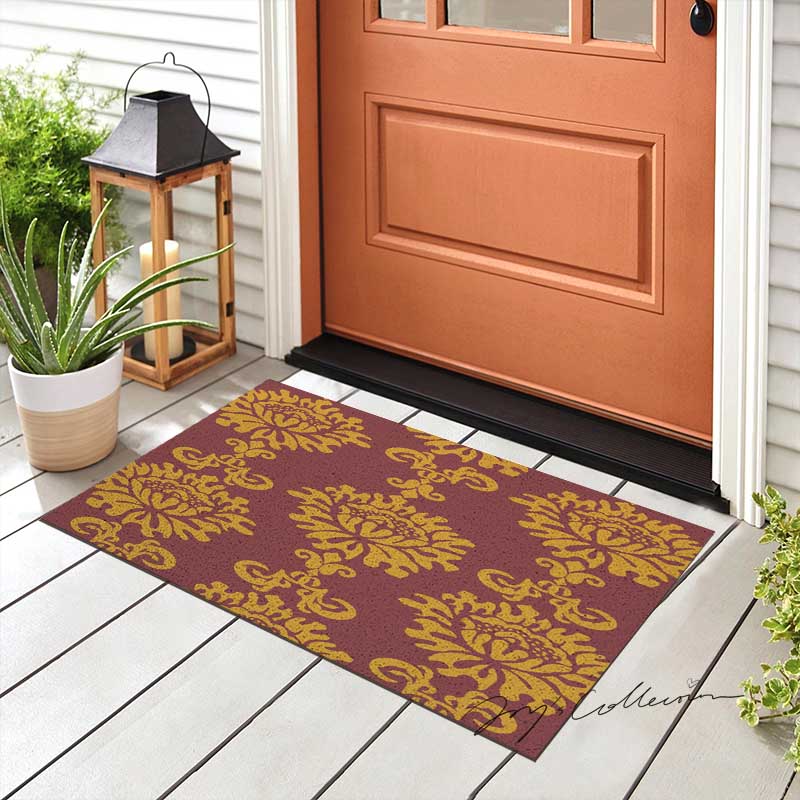 Feblilac Baroque Style One Big Flower PVC Coil Door Mat