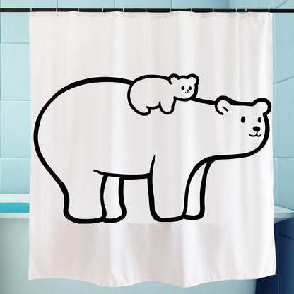 Feblilac Polar Bear Mother and Child Shower Curtain with Hooks