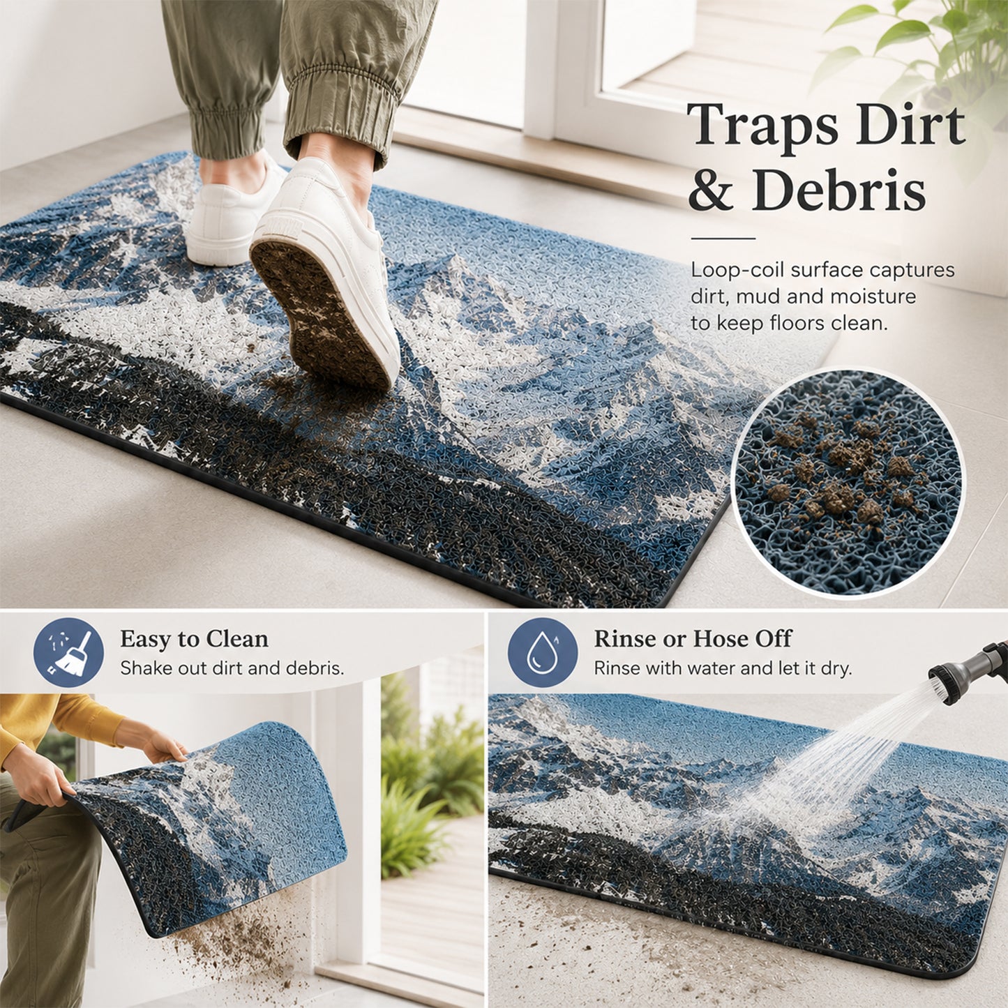 Feblilac Custom Photo Entry Mat, Personalized Loop-Coil Doormat, Non-Slip PVC Welcome Mat