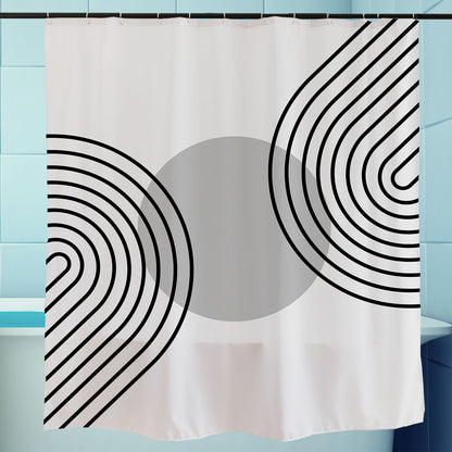 Feblilac Black and White Line Shower Curtain with Hooks