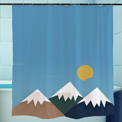 Feblilac Snow Mountain Shower Curtain with Hooks