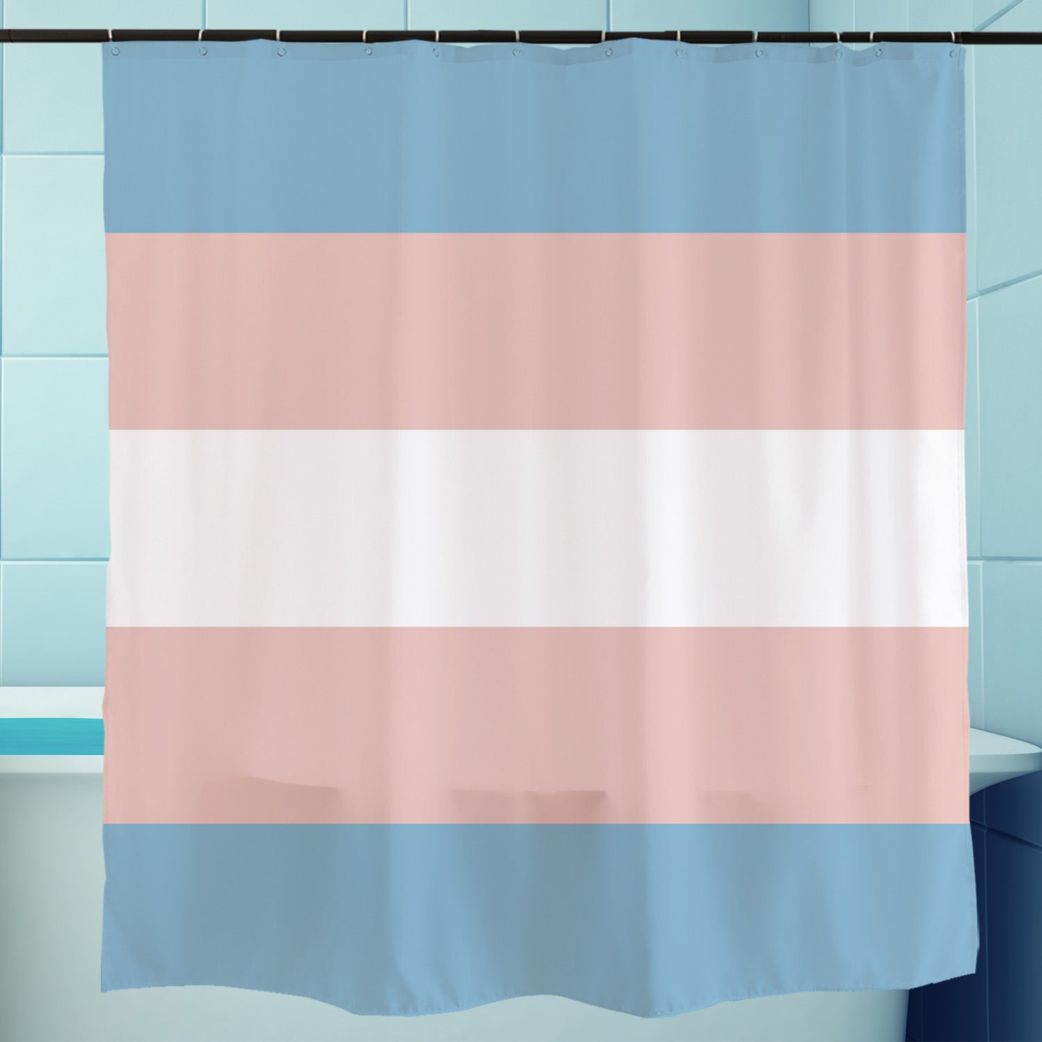 Feblilac Pink Blue White LGBT Flag Shower Curtain with Hooks