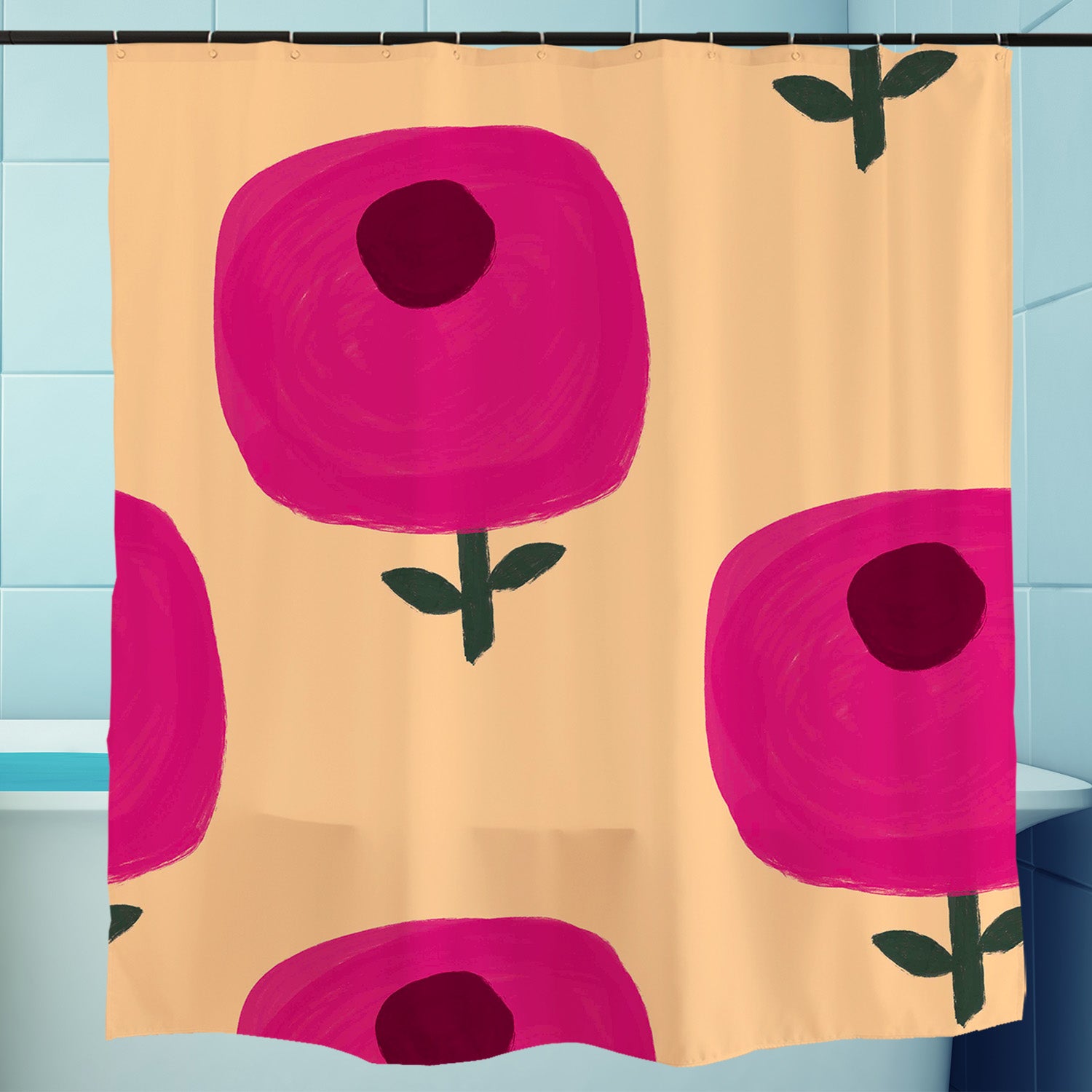Feblilac Wildflowers Blooming Shower Curtain with Hooks