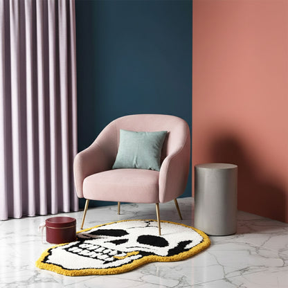 Feblilac Skull Tufted Bath Mat Funny Halloween Non-slip Bathroom Rug