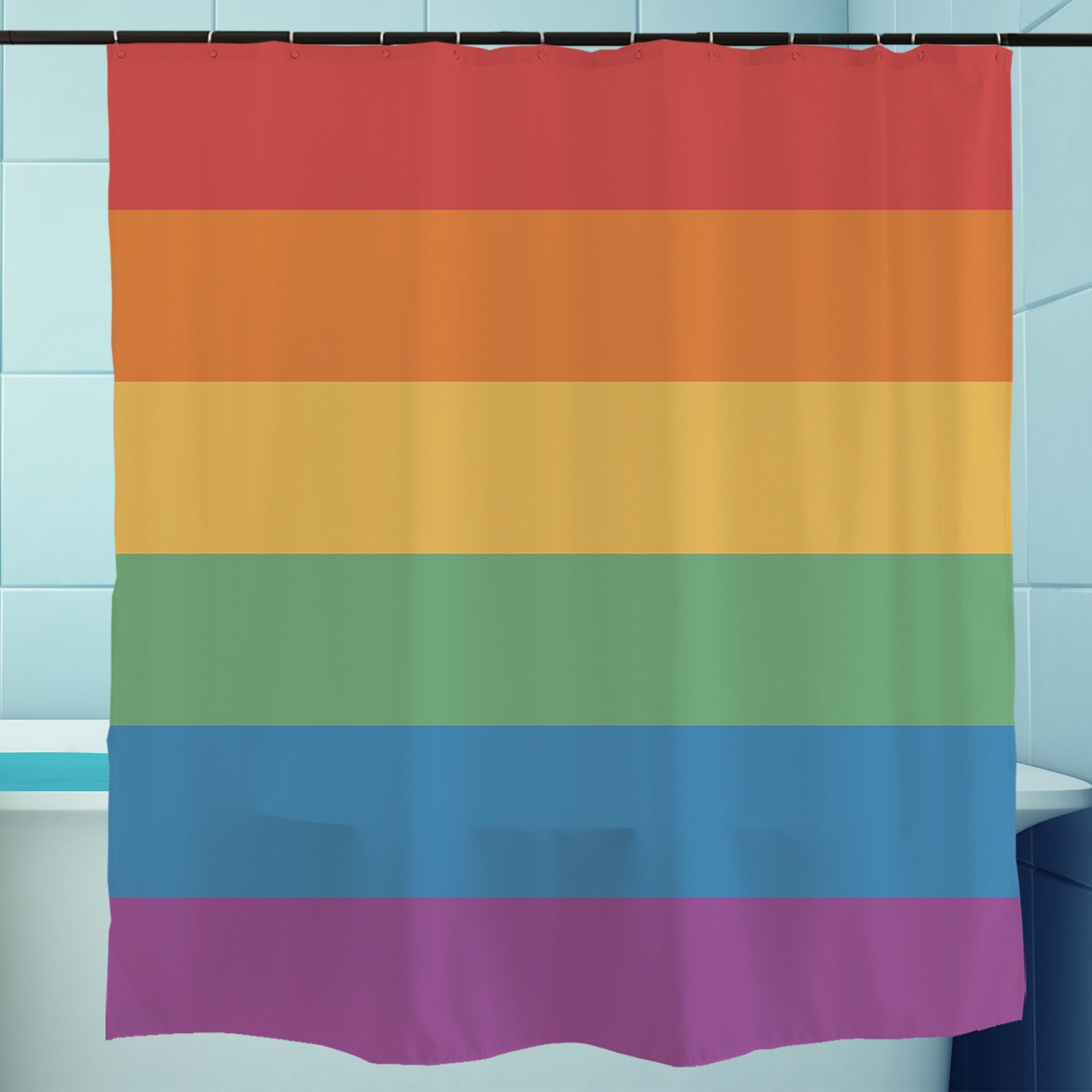 Feblilac Rainbow Colors LGBT Flag Shower Curtain with Hooks