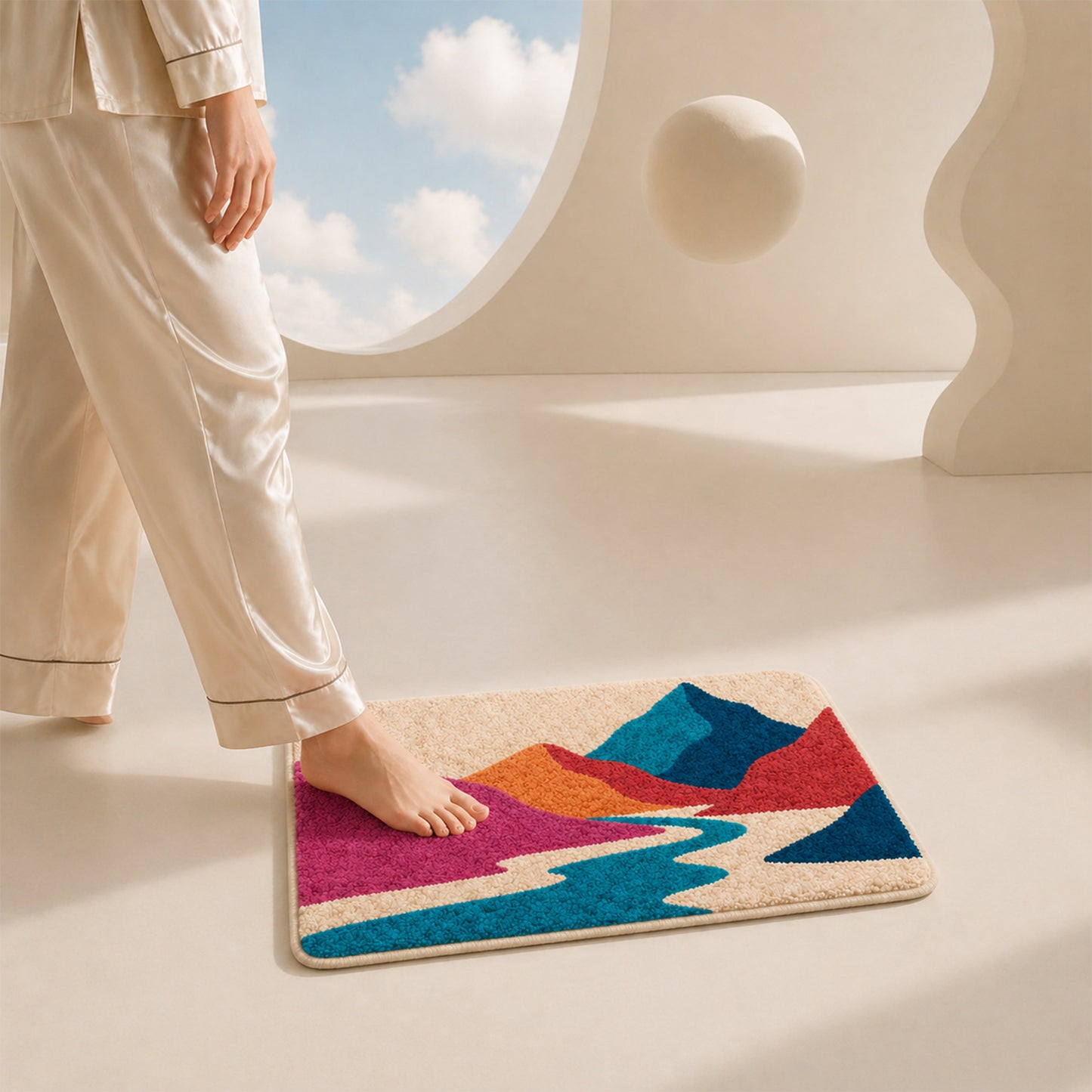 Feblilac Abstract Mountain Landscape Tufted Bath Mat